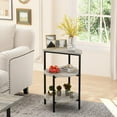 thumbnail image 2 of Rustic Oak Coffee Table Set Includes one coffee table and two side tables Metal frame Three-piece living room coffee table set Suitable for living rooms, apartments, and offices Gray, 2 of 6