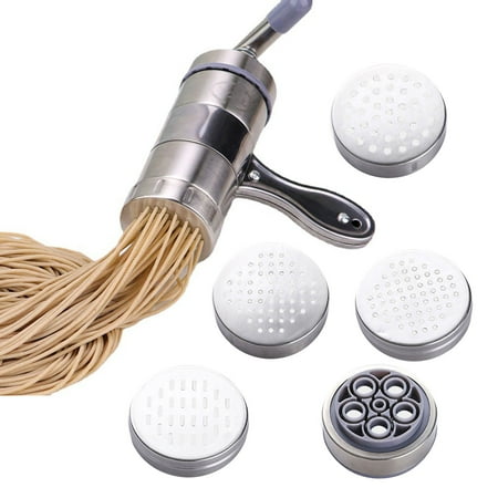 

Stainless Steel Manual Noodle Maker | Manual Dough Press with 5 Molds | Pasta Maker Machine for Fresh Homemade Lasagne Fettuccine Spaghetti Dough