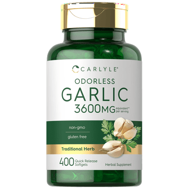 Odorless Garlic Extract 3600mg Softgels | 400 Count | For Men and Women | by Carlyle
