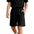 thumbnail image 3 of Liyamei Boys Solid Color Athletic Shorts with Elastic Waist for Summer Play Size 5-14,Black, 3 of 7
