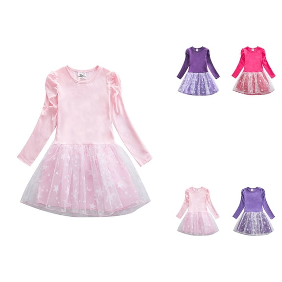 Toddler Girls Velvet Long Sleeve Snowflake Tutu Party Dress with Sequins Print – Christmas Fall Winter Outfit