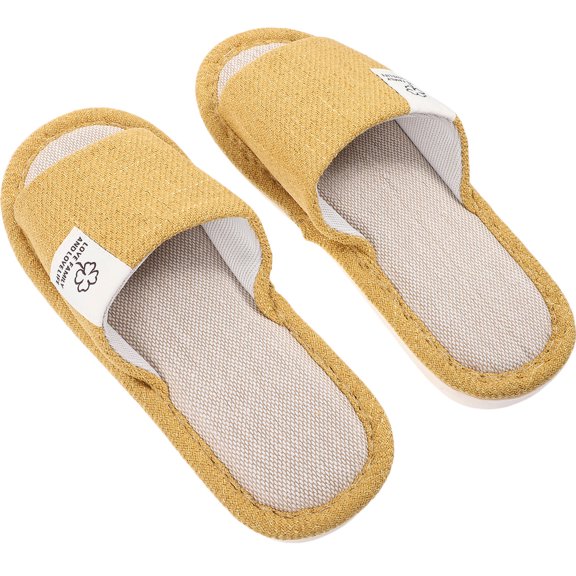 LIFKOME Lightweight Cotton Linen Slippers for Women Non- Indoor Home Shoes Yellow