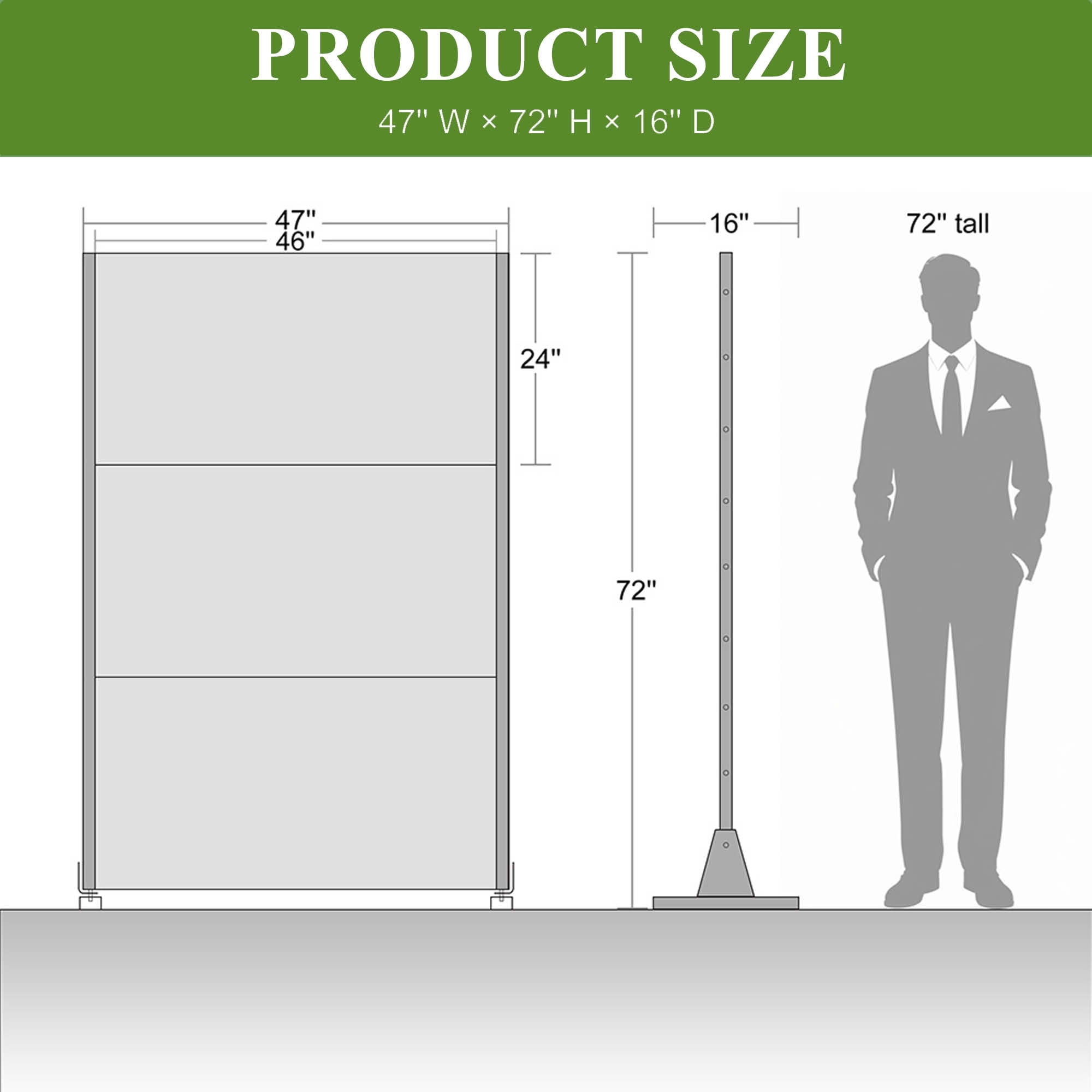 MAYEERTY 72x47x16 Inch Black Rattan Vertical Stripe Privacy Screen, 3 Piece Set for Outdoor Patio