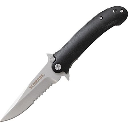 - SCH223S 8.1in High Carbon Stainless Steel Folding Knife with 3.6in Serrated Clip Point Blade and Aluminum Handle for Outdoor Survival, Camping and EDC,.., By Schrade