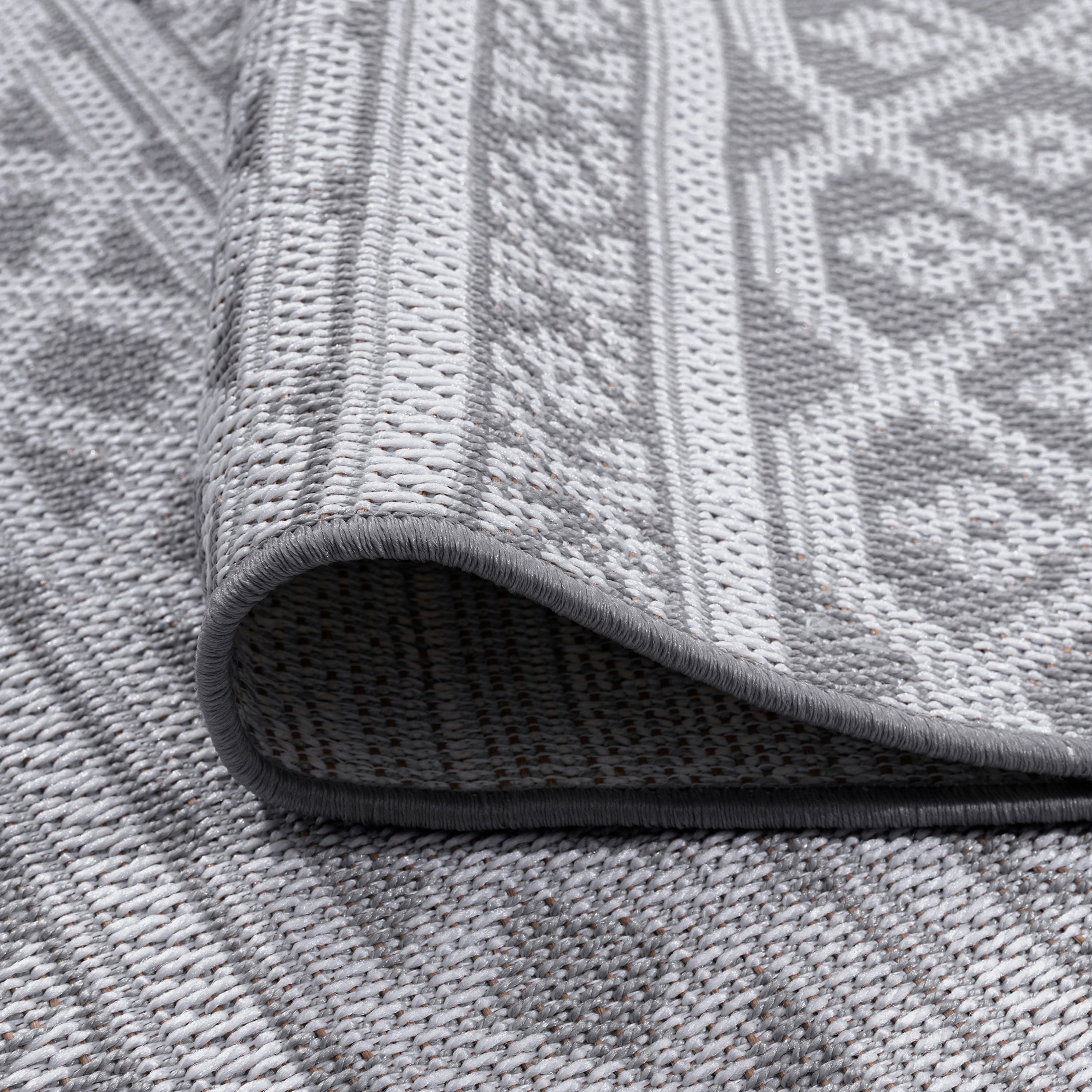 2x8 Water Resistant, Indoor Outdoor Runner Rugs for Patios, Hallway, Entryway, Deck, Porch, Balcony or Kitchen | Outside Area Rug for Patio | Gray, Stripe | Size: 2'2'' x 7'3''