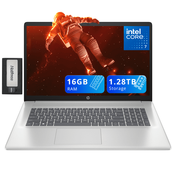 HP 17.3" FHD IPS Anti-Glare Laptop, Intel 7-150U, 16GB RAM, 1.28TB Storage (1TB SSD+288GB Docking Station Set), Intel Graphics, 1080p FHD Camera, Fast Charge, Win 11, Silver