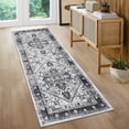 thumbnail image 3 of Yesurprise 1150Gsm 350Gsm Velvet Weight Pearl Velvet Washed Back Folded Printed Area Rugs - Persian Homage Dark Grey - 2x6ft (61x183cm), 3 of 7