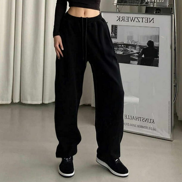  Women's Casual Baggy Fleece Sweatpants High Waisted Joggers  Pants Bottom Workout Yoga Wide Leg Pants with (Black, S) : Clothing, Shoes  & Jewelry