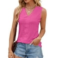 thumbnail image 5 of SNKSDGM Women's Plus Casual Easter Shirts for Women Womens Tops Plus Size Women's 2025 Spring/Summer New V Neck Lace Panel Loose Sleeveless Tank Top Women's T Shirt Casual Tops for Women Spring, 5 of 6