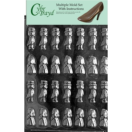 Bride And Groom Candy Molds - Bride And Groom Bite Size Chocolate Candy Mold with Exclusive Cybrtrayd Copyrighted Molding Instructions, Pack of 3