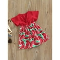 thumbnail image 3 of Franhais Sister Matching Rompers/Dress Summer Toddler Baby Girls Watermelon Print V-Neck Short Sleeve Jumpsuit/Dress, 3 of 7