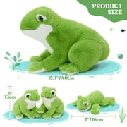 MaoGoLan 4pcs Frog Stuffed Animals 15.7'' Plush Frog Pillow with 3 Frog Babies Plush Toy