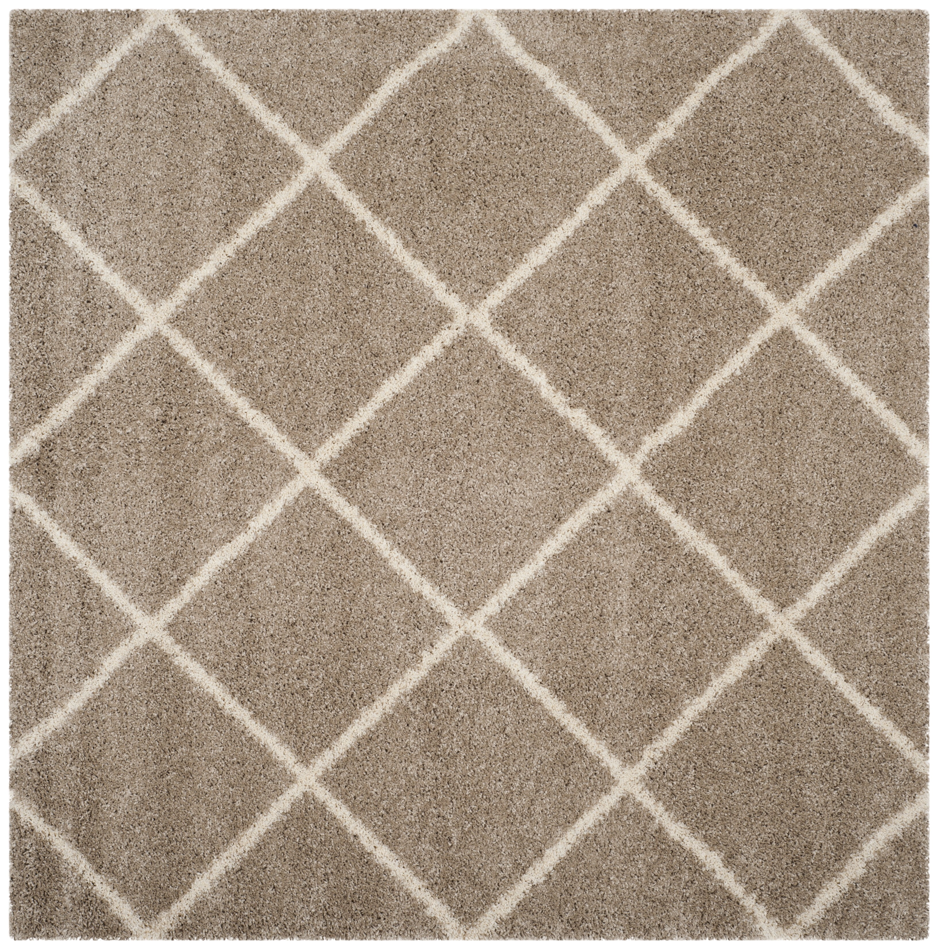 Safavieh Hudson Amias Geometric Shag Area Rug, Beige/Ivory, 4' x 4' Square