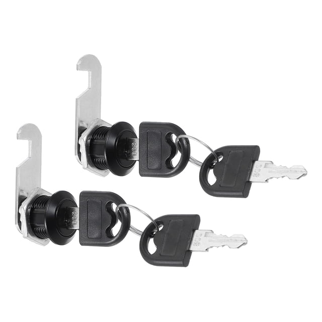 Cerradura de cajón de gabinete Uxcell con llaves 2 Pcs 5/8" (16mm) Cerradura de seguridad de cilindro de aleación de zinc para puerta de armario negra