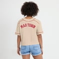 thumbnail image 5 of Women's Fanatics Tan Wisconsin Badgers Oversized Dominant Force Cropped V-Neck T-Shirt, 5 of 5