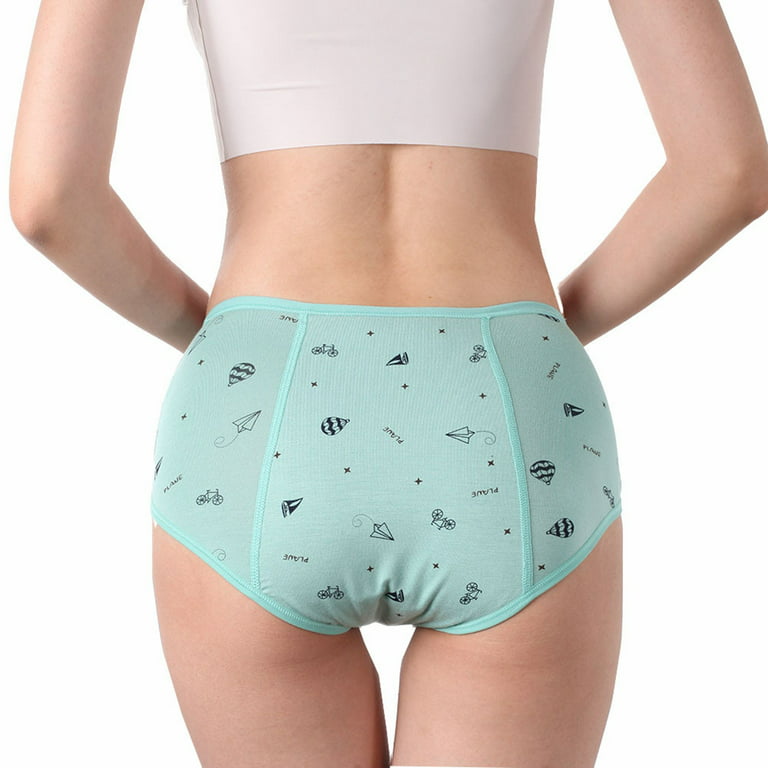 INNERSY Period Underwear for Teens Cotton Leekproof Menstrual Panties  3-Pack (M(10-12 yrs), Refreshing Blue Pink Polka Dots) 