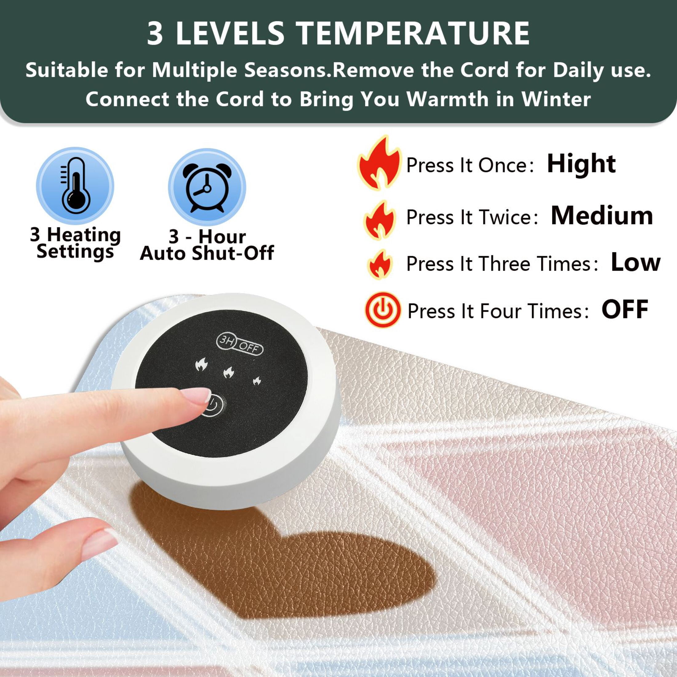 Large Heated Desk Mat Mouse Pad 31.5"x13"PU Leather Graphene Heating Desk Warmer with 3 Temperature Settings 110V US Plug Non-Slip Warm Pad for Home, Office, and Gaming Pastel Heart Argyle Pattern