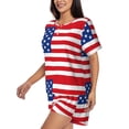 thumbnail image 2 of Fotbe America Flags3 Print Pajama Set for Women 2 Piece Loungewear Short Sleeve Tops and Shorts Set Soft Sleepwear-3X-Large, 2 of 7
