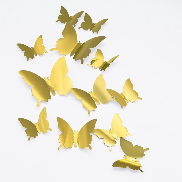 Decoración de pared de mariposa 3D, calcomanía de papel tapiz desmontable de 24 piezas, utilizada para decoración del hogar y la habitación