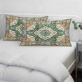 thumbnail image 5 of Green Orange Beige Boho Pillow Covers 20x26 Inch Standard Size, Retro Ethnic Tribal Abstract Art Decorative Pillowcase with Zipper, Microfiber Breathable Pillowcases for Sofa Bed Living Room, 5 of 9
