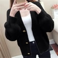 thumbnail image 5 of HAiming Women's Plush Fleece Jacket Solid Color Long Sleeve Button down V Neck Coats Plus Size Casual Warm Outerwear, 5 of 5