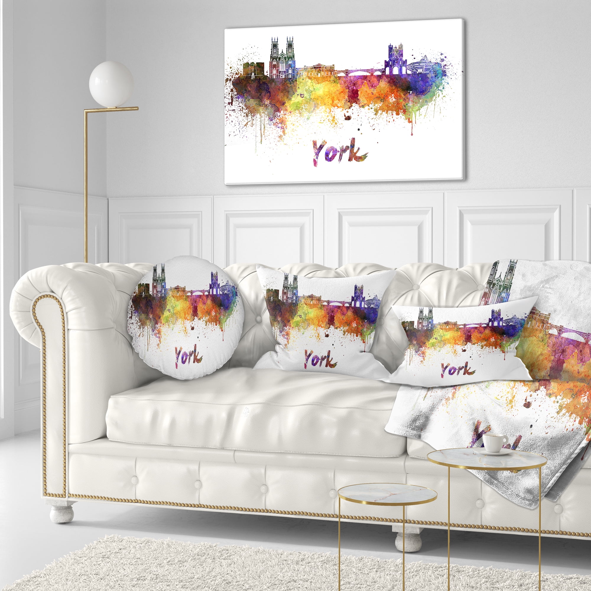 Designart York Skyline - Cityscape Throw Pillow - 12x20