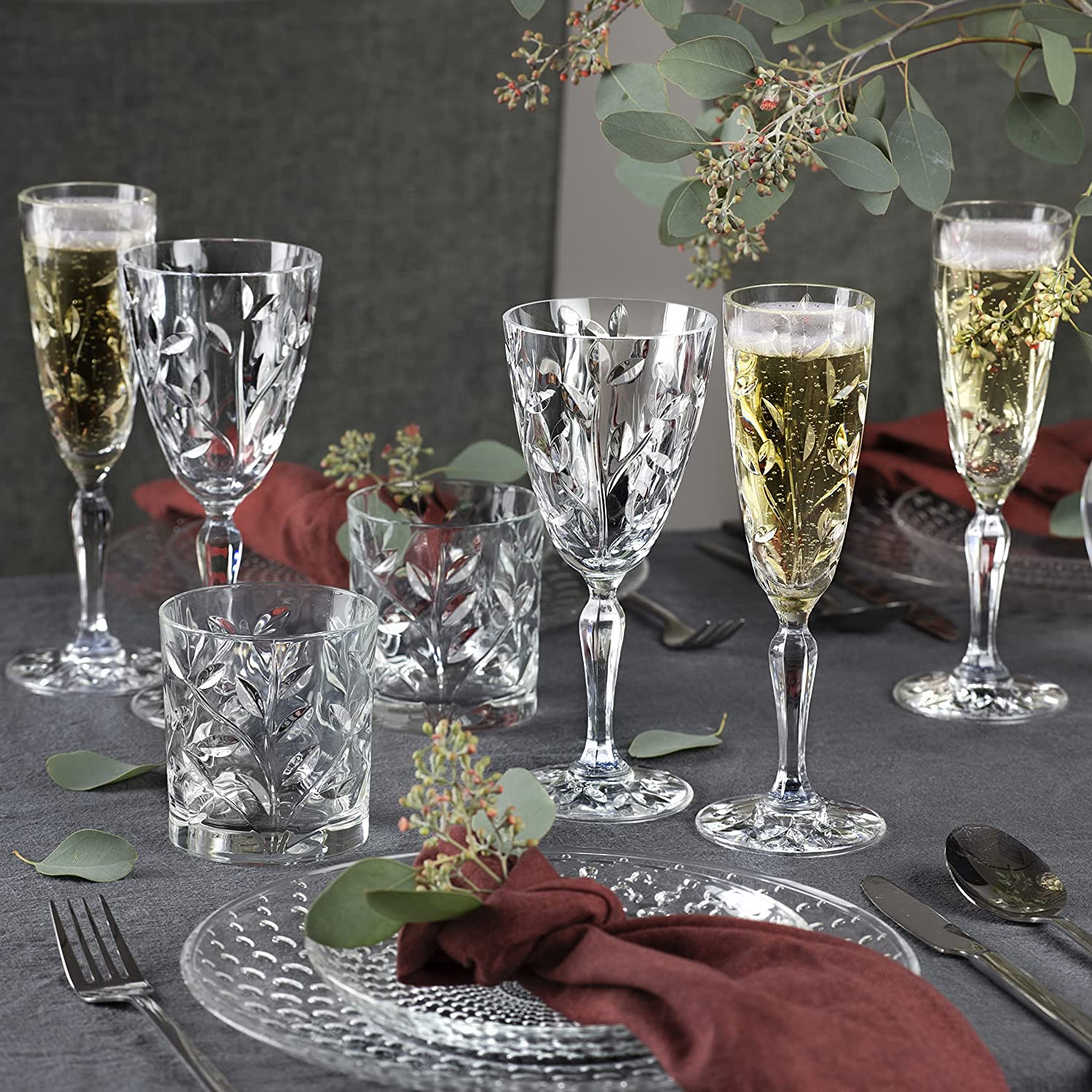 Barski Crystal Champagne Glasses – Set of 6 European-Made Toasting Flutes, 5.4 oz, Clear