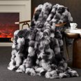 thumbnail image 2 of Amelie Home Faux Rabbit Fur Throw Blanket – Soft Plush Bubble Texture for Couch or Bed, 2 of 5