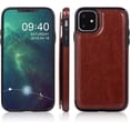 thumbnail image 4 of Case for iPhone 11 Pro Max, Luxury PU Leather Case with [Two Magnetic Clasp] [Card Slots] Stand Function Durable Shockproof Soft TPU Case Back Wallet Cover - Brown, 4 of 14