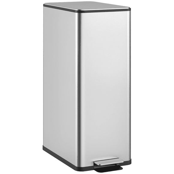HOMCOM 5.3gal Garbage Bin, Stainless Steel Trash Can with Soft-close Lid