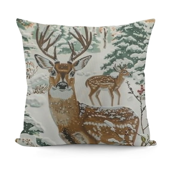 YINGXI Winter Pillow Covers Rustic Tree Cabin Brown Auqa Winter Themed Style Forest Print Decorative Outdoor Pillowcases Christmas Farmhouse Throw Cushion Case Decor for Couch Sofa Bed 12x12in
