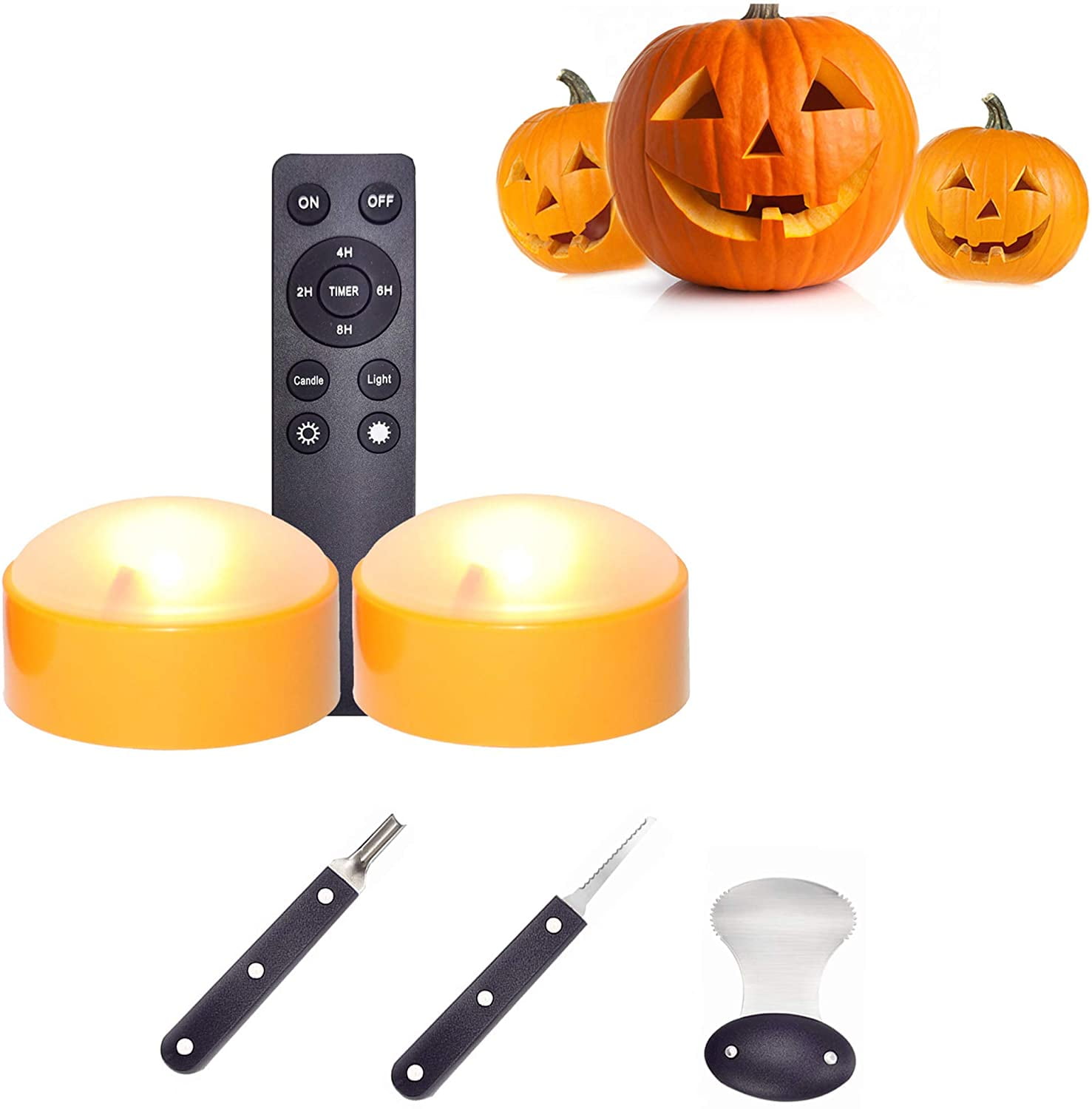 LED Pumpkin Lights with Remote Timer for Pumpkin Jack-O-Lantern ...