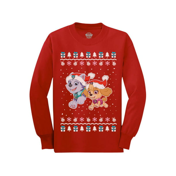 Tstars Girls Ugly Christmas Sweater Paw Patrol Skye Everest Santa Christmas Gift Funny Humor Holiday Shirts Party Christmas Gifts for Boy Toddler Kids Long Sleeve T Shirt Ugly Xmas Sweater -