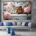 thumbnail image 3 of Mudket Leopard in Bathtub Canvas Wall Art, Framed Cheetah Print Bathroom Wall Decor, Cute Floral Animal Wall Art for Home, Ready to Hang - 12"L x 8"W, 3 of 10