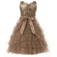 thumbnail image 2 of Big Girls' Elegant Sequin Tulle Cascade Pageant Wedding Flower Girl Dress Pewter 8 (C50C63C), 2 of 4