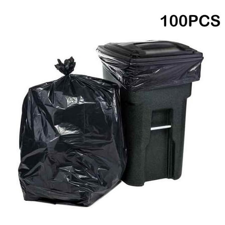 LINMOUA Trash Bags, Heavy Duty Outdoor Garbage Bags (100 Count) for Commercial, Lawn and Leaf, 23.6in X 19.6in