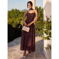 thumbnail image 2 of Burgundy Polka Dot Sleeveless Cinched Waist Maxi Dress With Choker Detail For Women, 2 of 8