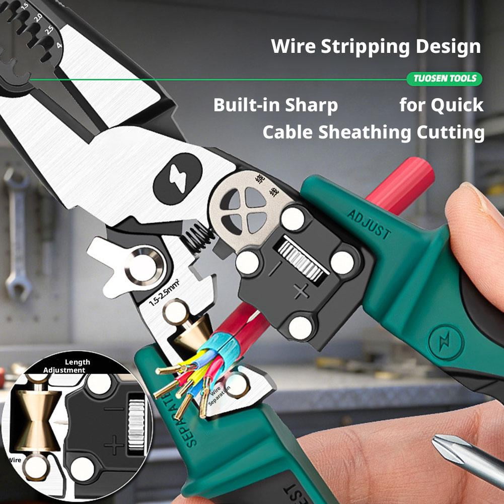 8 in 1 Wire Stripper Twister, Professional Multi Function Electrical Pliers with Voltage Tester, Heavy Duty Wire Cutter Crimper Splitter Tool for Electricians