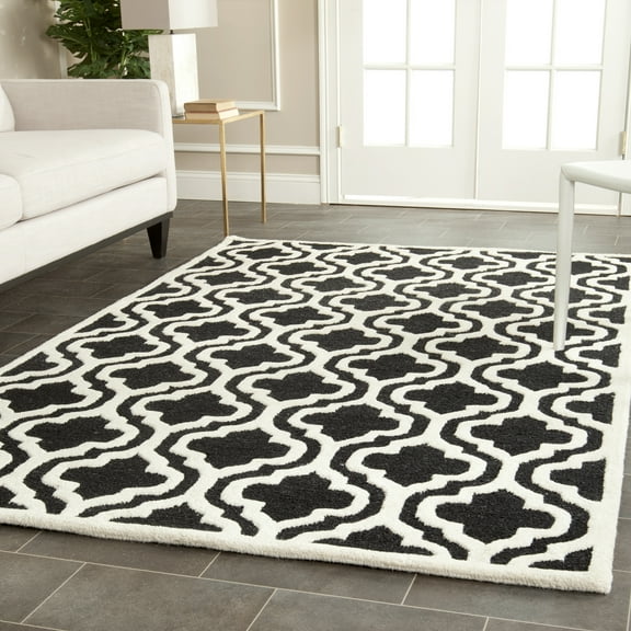 SAFAVIEH Cambridge Kirsten Geometric Wool Area Rug, Black/Ivory, 9' x 12'