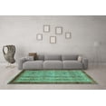 thumbnail image 3 of Ahgly Company Machine Washable Indoor Rectangle Abstract Turquoise Blue Modern Area Rugs, 7' x 9', 3 of 4