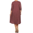 thumbnail image 4 of Women's Plus Size Loose Fit Scoop Neck 3/4 Sleeve Polka Dot Patterned A-Line Long Dress, 4 of 5