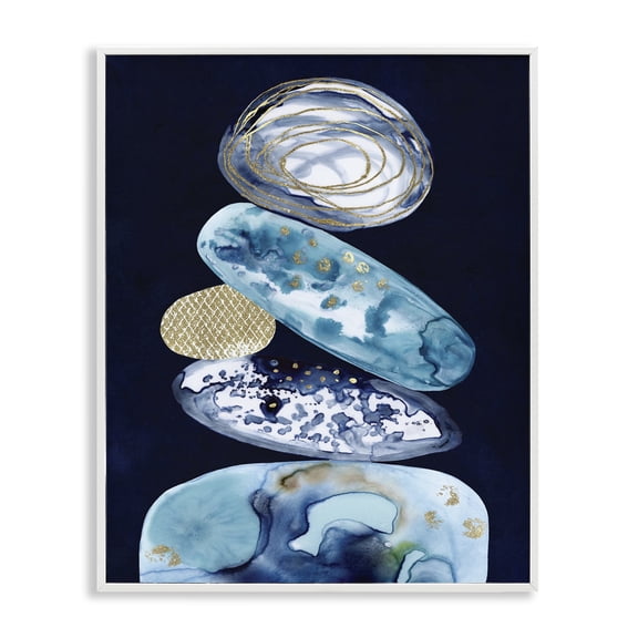 Stupell Industries Modern Patterned Stacked Pebbles White Framed Giclee Art, 11 x 14, by Lisa Nohren