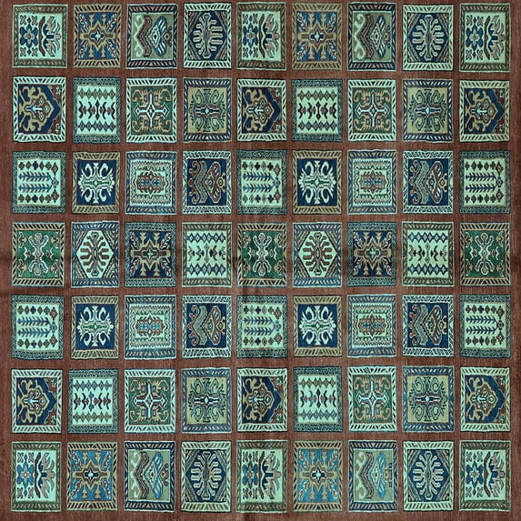 Ahgly Company Indoor Square Southwestern Light Blue Country Area Rugs, 5' Square