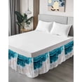thumbnail image 3 of Watercolor Beach Wave Ruffle Bed Skirt King Size Abstract Blue Ocean Adjustable Elastic Dust Bed Skirts Wrap Around Bedskirt Wrinkle Free Easy Fit with 18 Inch Drop, 3 of 8
