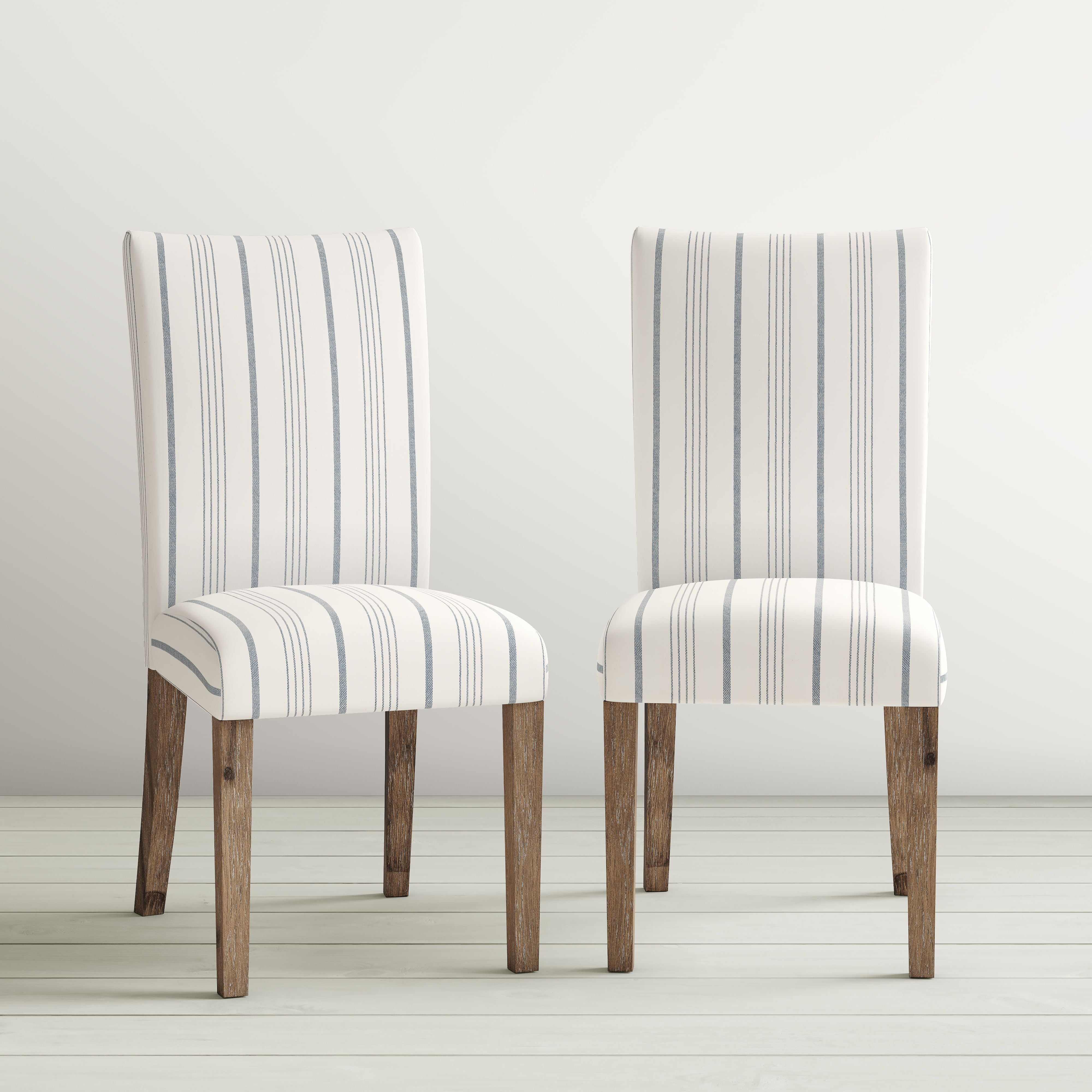 Jofran Eastern Tides Coastal Wire-Brushed Acacia Upholstered Parsons Dining Chair (Set of 2)