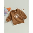 thumbnail image 3 of Qtinghua Toddler Baby Boys Birthday Outfit Letter Print Fall Sweatshirt Long Sleeve Pullover Tops Autumn Clothes Brown 18-24 Months, 3 of 8