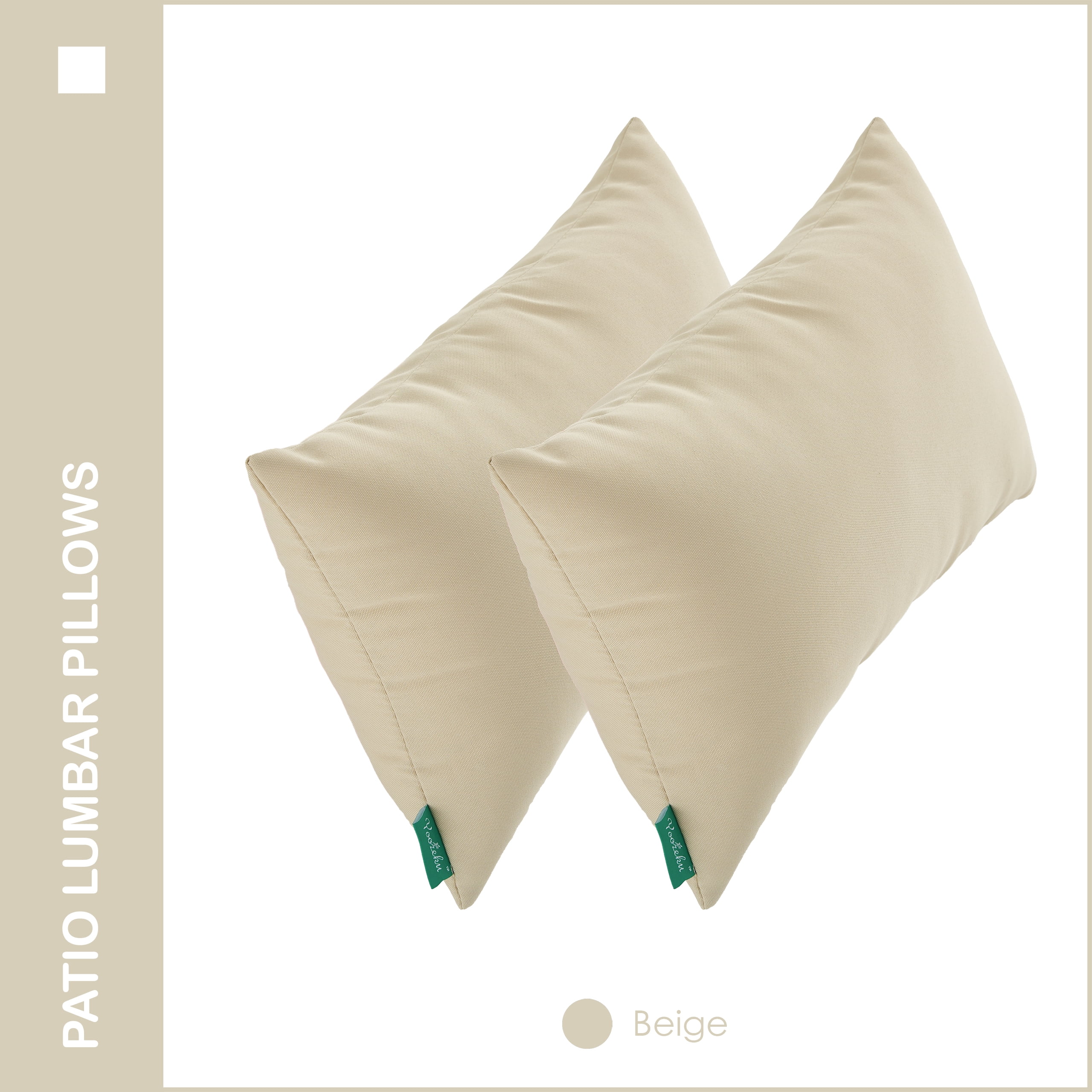 YOOZEKU Indoor Outdoor Lumbar Pillows,Waterproof Outdoor Pillows Set of 2 for Patio Furniture,12x20 Inch,Beige