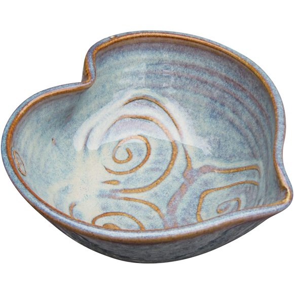 Castle Arch Pottery Irish Pottery Bowl Hand-Glazed, Heart Shaped Design 6" Diameter by 2" Height with Celtic Spiral Motif - Handcrafted In Ireland - Lead & Cadmium Free,