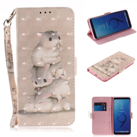 Galaxy S9 Case, S9 Case, Allytech 3D PU Leather Protective Cover & Pocket Lanyard Wallet with Cards Holder, Support Kickstand Slim Case for Samsung Galaxy S9, Three squirrels
