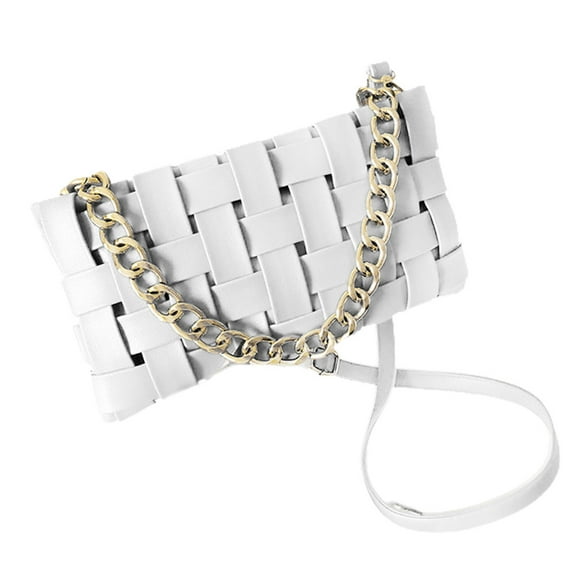 COOLHOOD Women's Evening Handbags Braided Shoulder Bag PU Leather Weave Purse with Chain